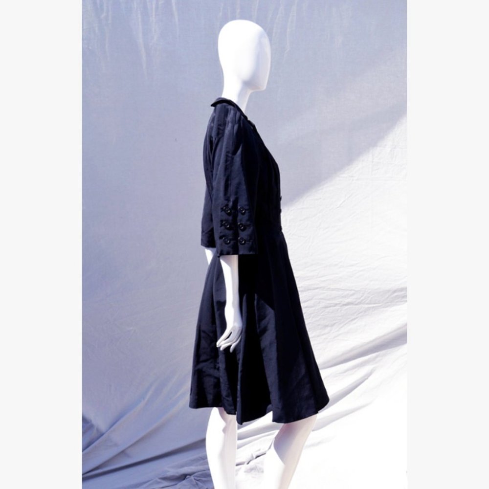 Vtg Faille Fit Flare Princess Coat Dress S - image 4